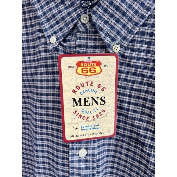 Route 66 Mens Blue Plaid Button-Up Shirt Long Sleeve Durable 100% Cotton Size XL - Picture 3 of 6